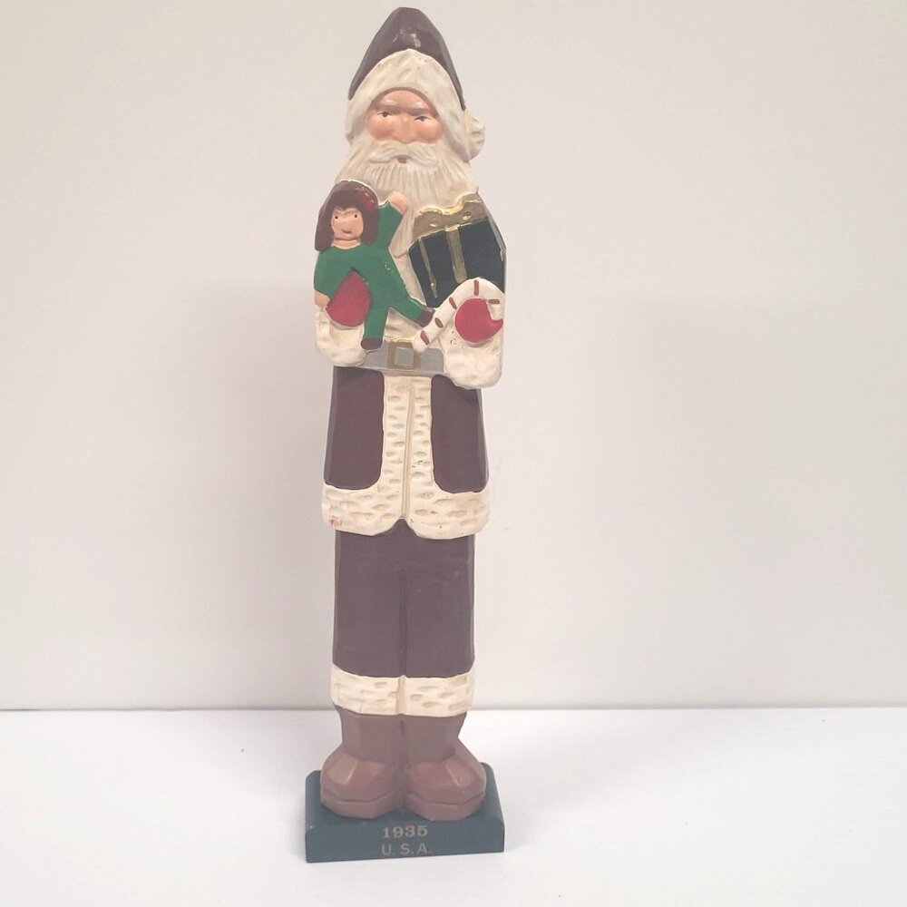 Mercuries 1994 Wood Carved Santa Claus 1935 USA Base 15.5'' Christmas Decor